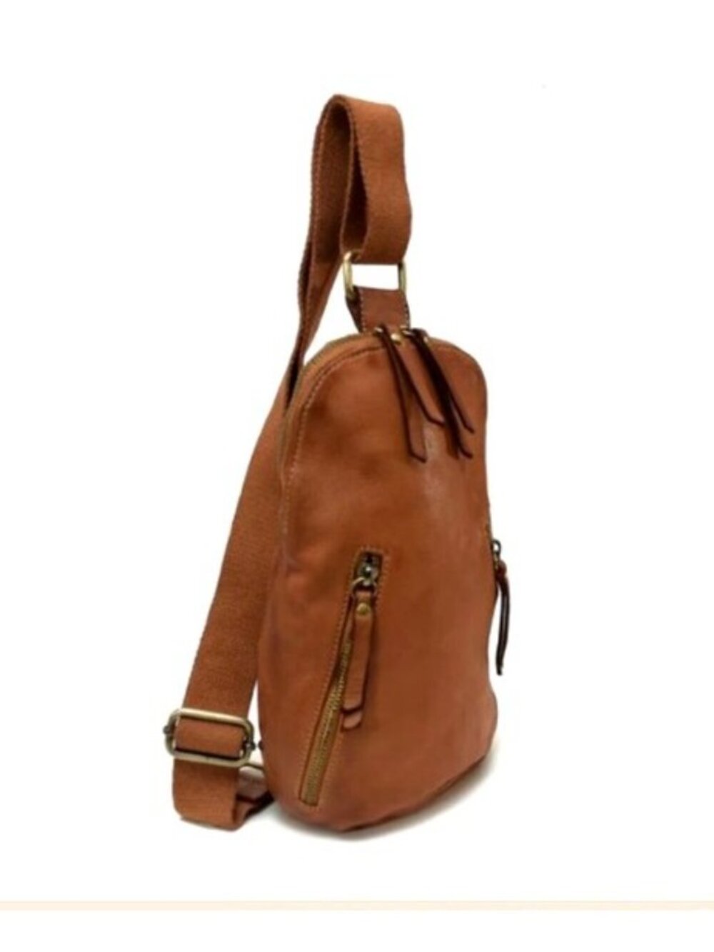 Logan Cognac Leather Sling Backpack With Adjustable Strap By Bolo